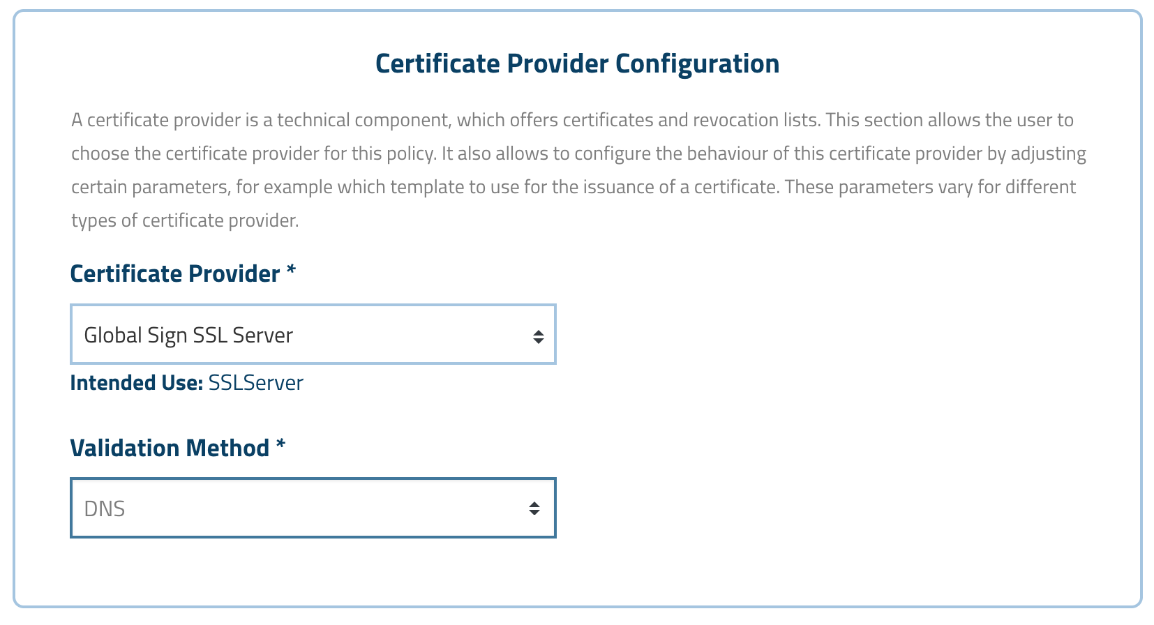 cert provider policy config