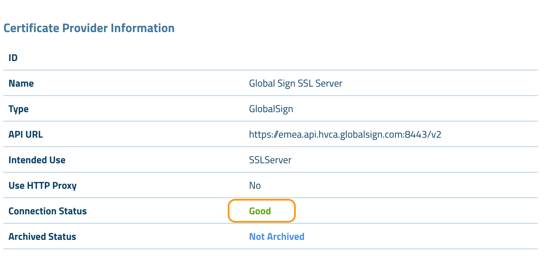connection status good