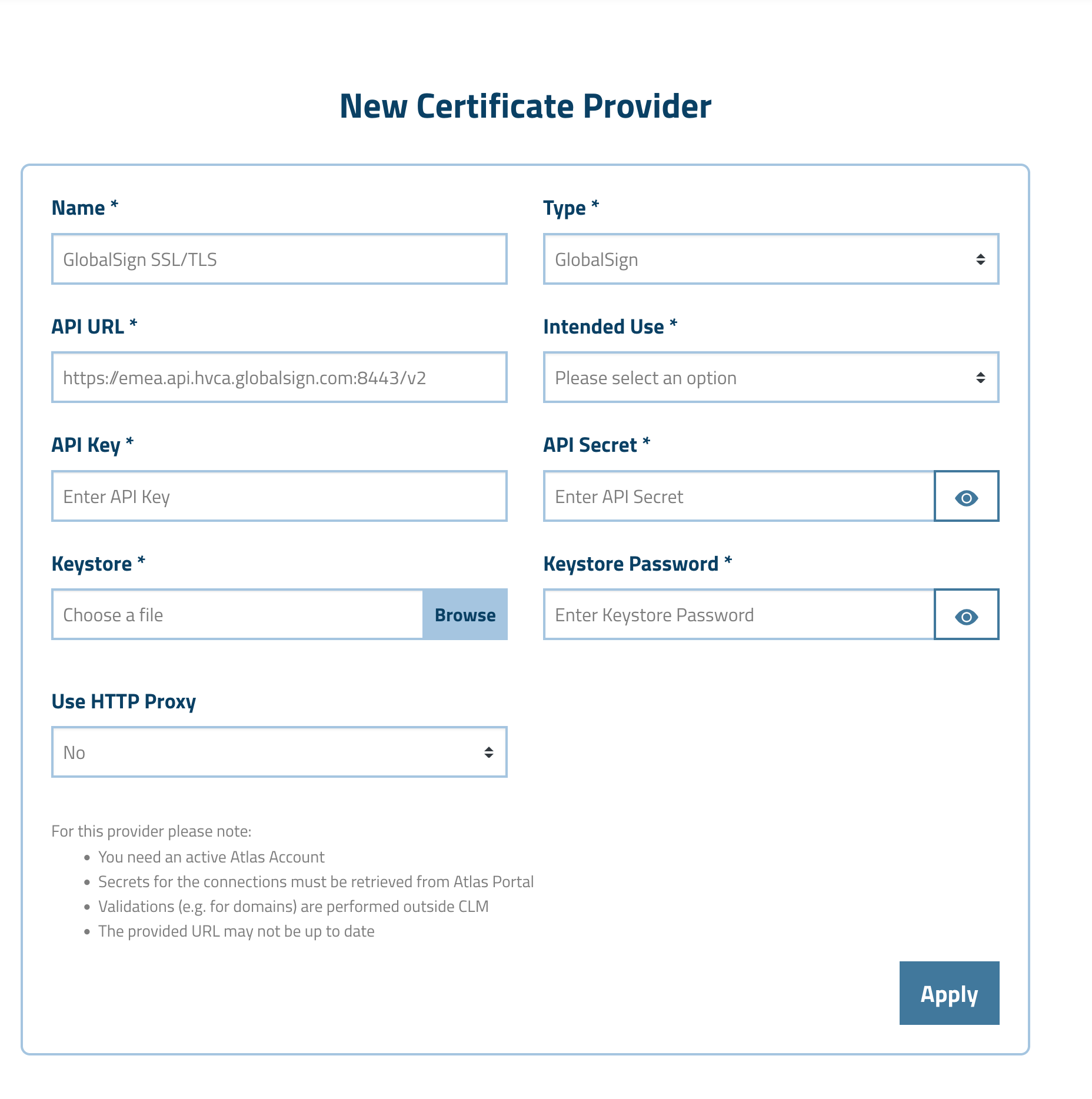 create globalsign provider