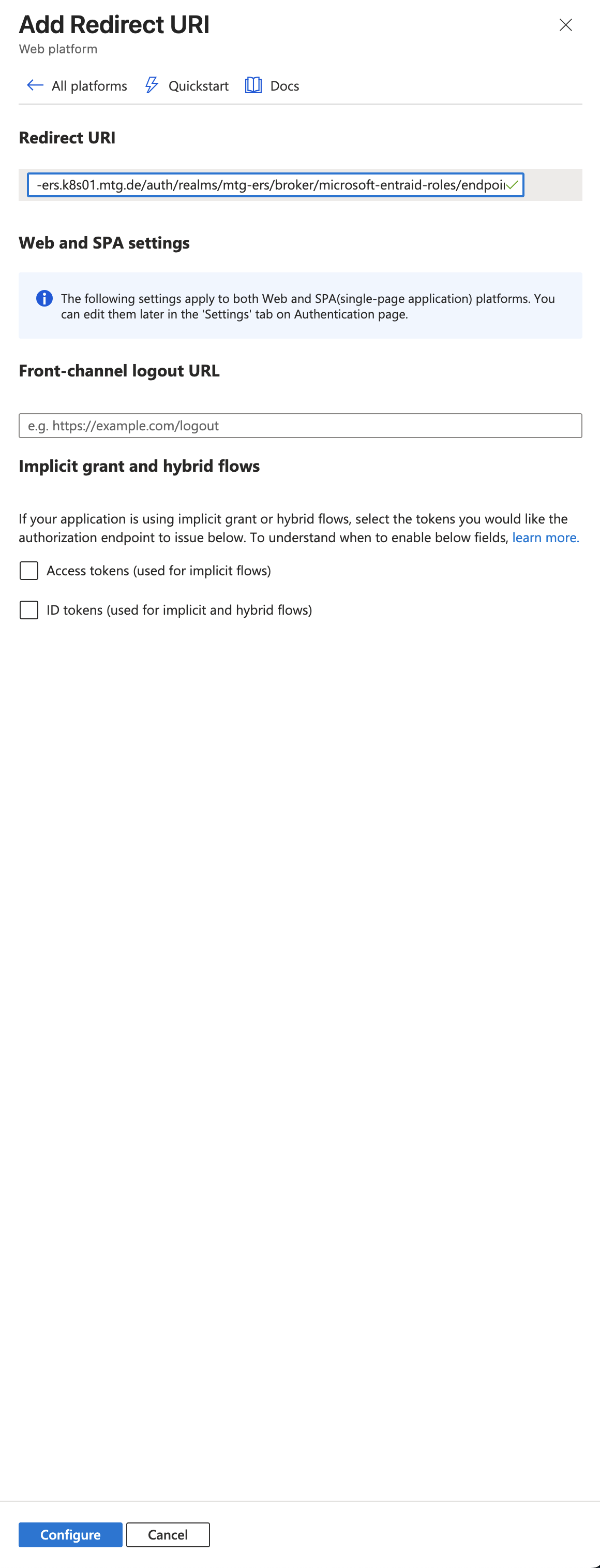 entraid redirect uri