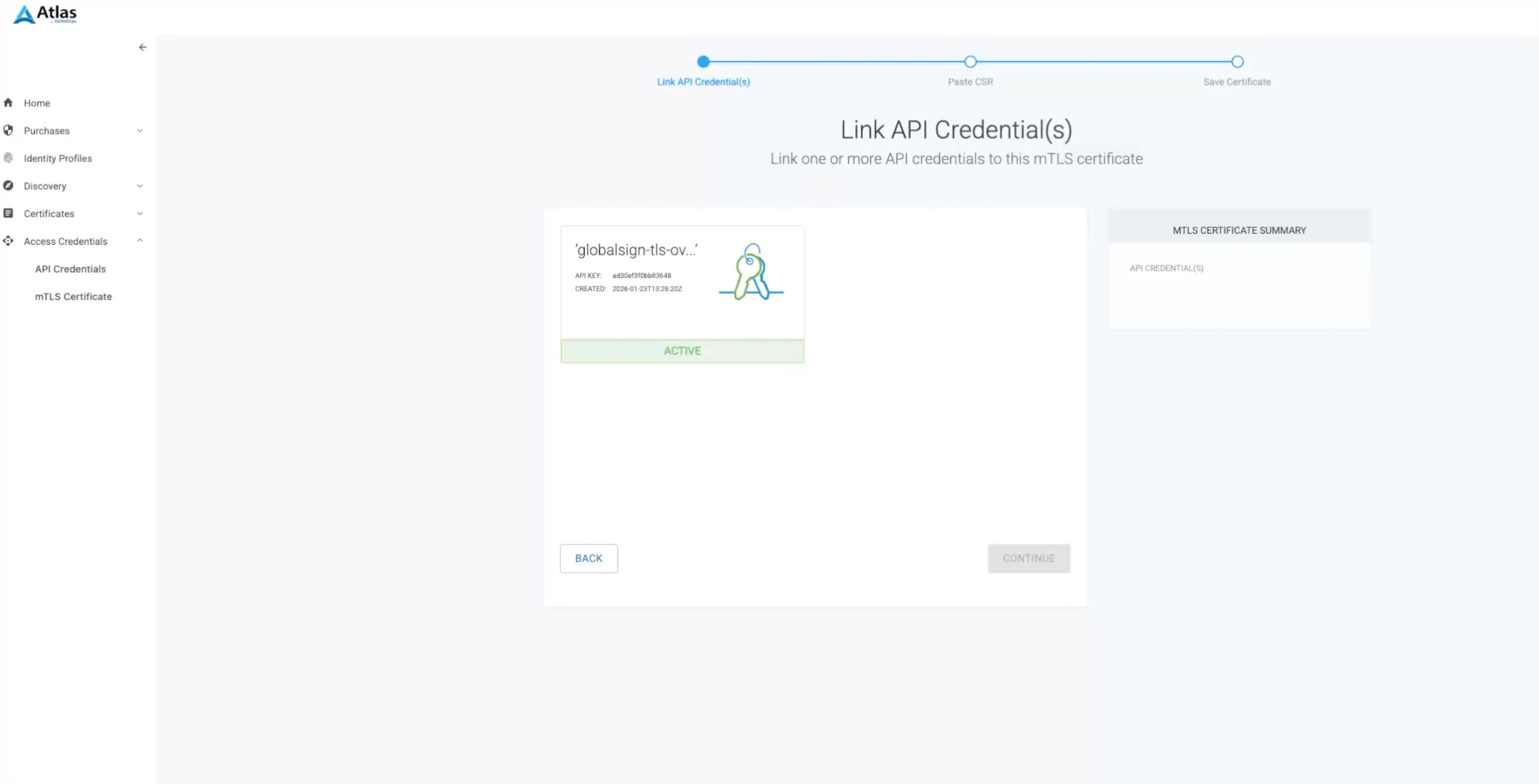 link credentials