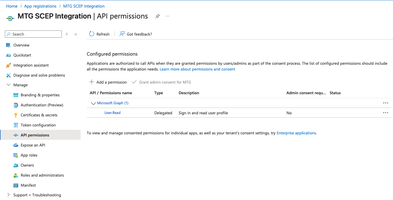 intune 8 add permission button