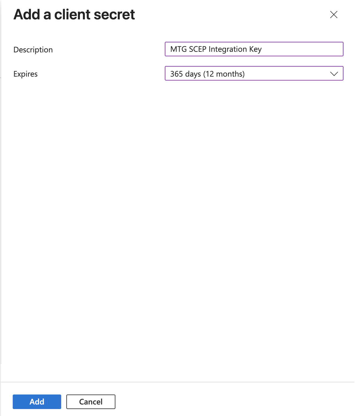 intune 5 new client secret details