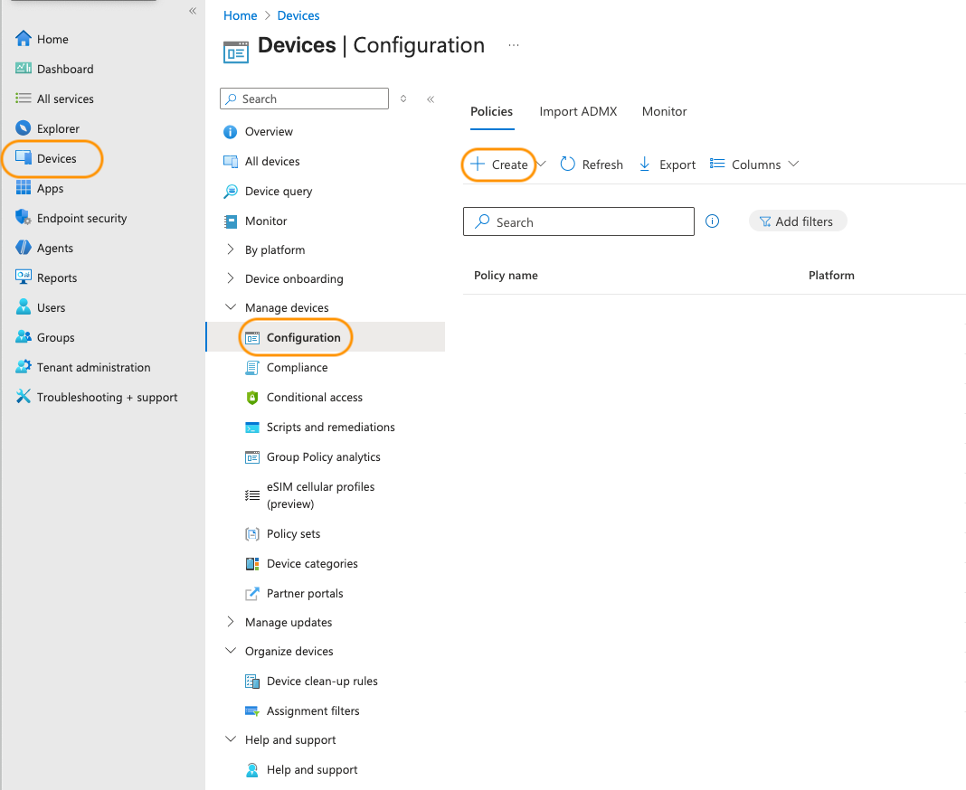intune 12 devices config create profile
