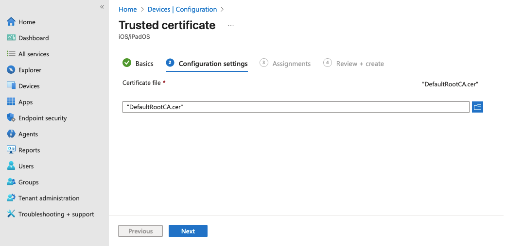 intune 15 config upload